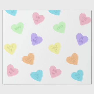 Candy Conversation Heart Valentines Day Wrapping Paper