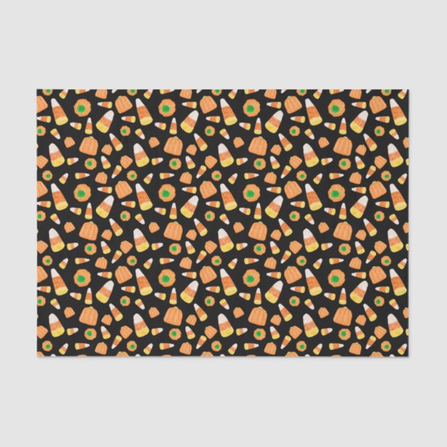 Candy Corn and Pumpkins Tissue Paper (Front)
