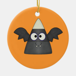 Candy Corn Bat Ceramic Ornament