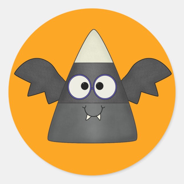 Candy Corn Bat Classic Round Sticker (Front)
