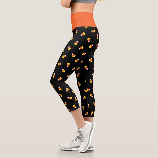 Candy Corn Black Printed Legging Capris (Left)