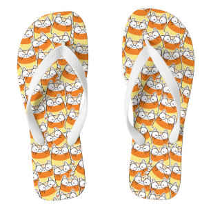 Candy Corn Cat Pattern Flip Flops