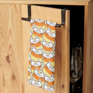 Candy Corn Cat Pattern Kitchen Towel