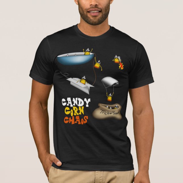 Candy Corn Chaos - Funny Halloween Shirt (Front)