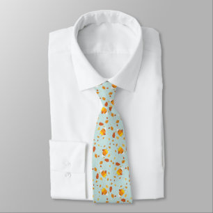 Candy Corn Characters Under Falling Leaves Pattern Tie