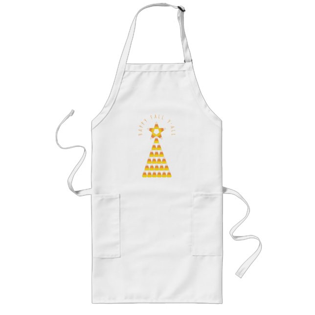 Candy Corn Christmas Tree Fall Greeting Card T-Shi Long Apron (Front)
