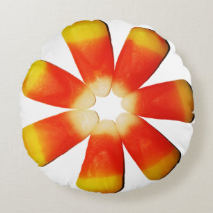 Candy Corn Circle Round Pillow