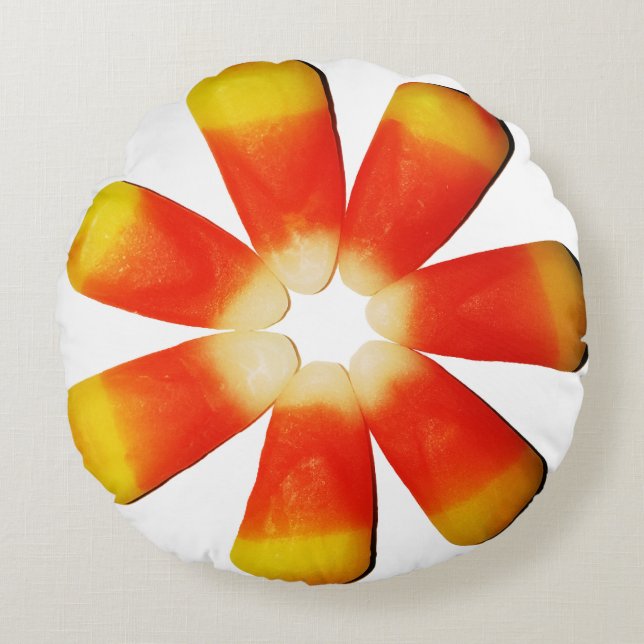 Candy Corn Circle Round Pillow (Front)