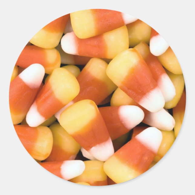 candy corn classic round sticker (Front)