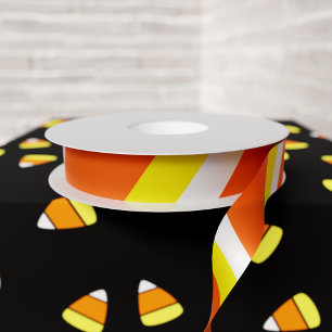 Candy Corn Colors Stripes Halloween Party Satin Ribbon