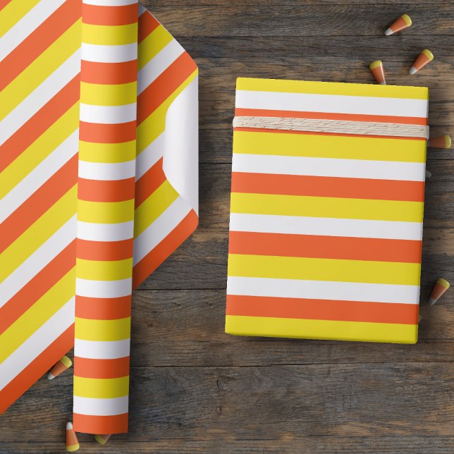 Candy Corn Colours Striped Halloween Wrapping Pape Paper (Creator Uploaded)