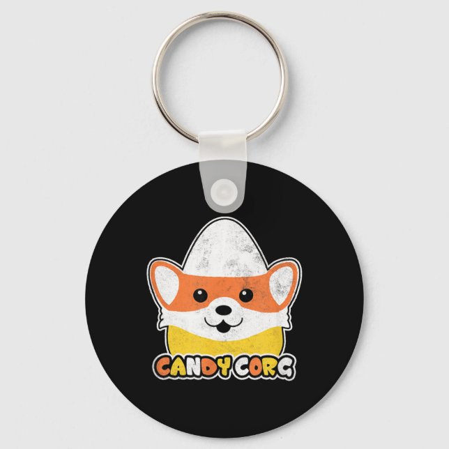 Candy Corn Corgi Halloween Dog Candy Corg Men Keychain (Front)