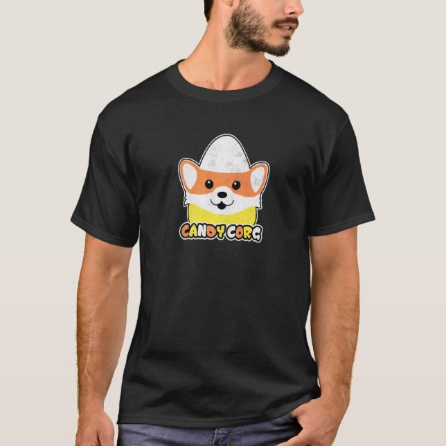 Candy Corn Corgi Halloween Dog Candy Corg T-Shirt (Front)