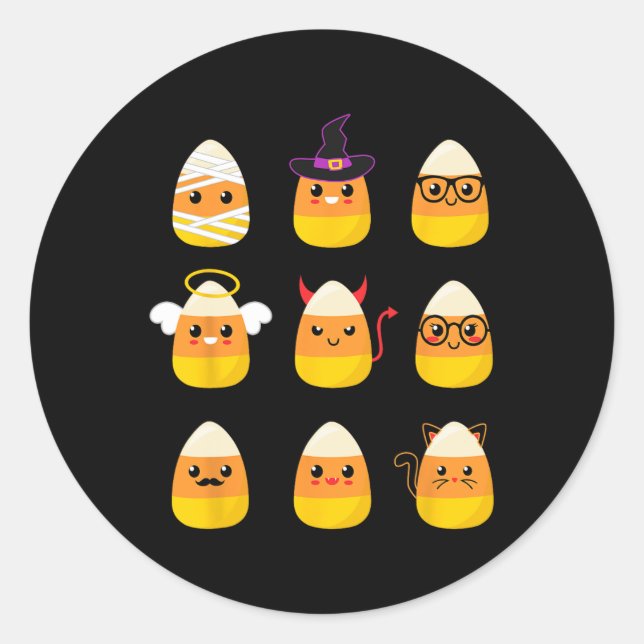 Candy Corn Costume Characters - Cute Halloween Kid Classic Round Sticker (Front)