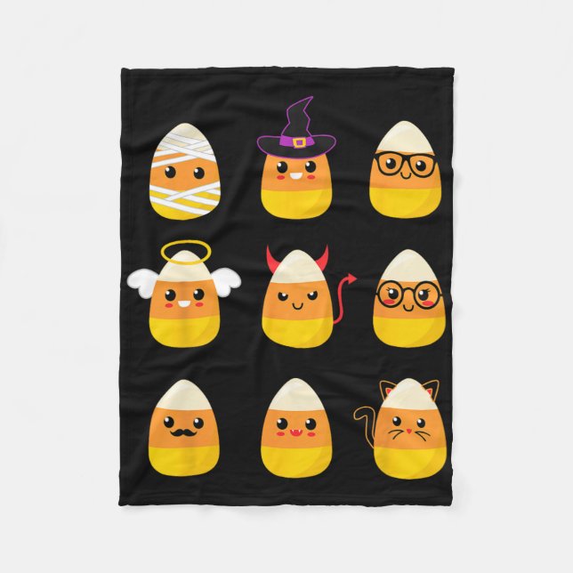 Candy Corn Costume Characters - Cute Halloween Kid Fleece Blanket (Front)