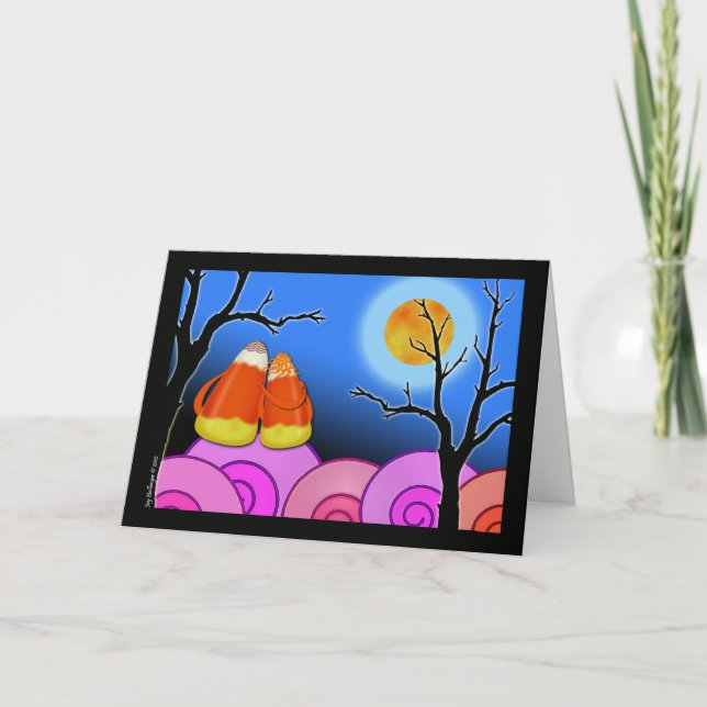 Candy Corn Couple, Halloween Greeting Card (Front)