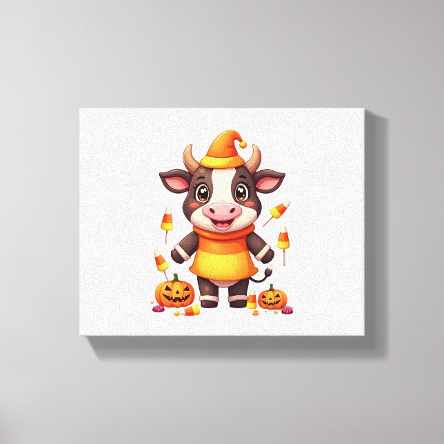 Candy Corn Cow Canvas Print (Front)