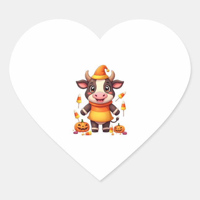 Candy Corn Cow Heart Sticker (Front)
