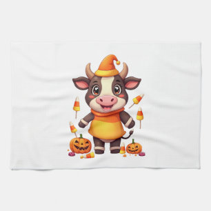 Candy Corn Cow Kitchen Towel