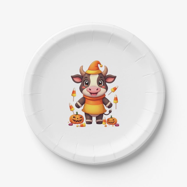 Candy Corn Cow Paper Plate (Front)
