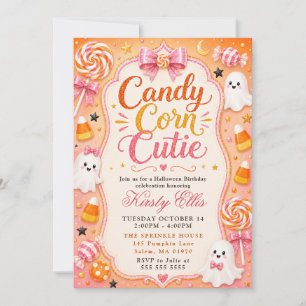 Candy Corn Cutie Halloween Birthday Invitation