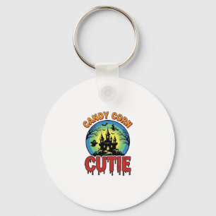 Candy Corn Cutie Vintage Halloween Castle Design_1 Keychain