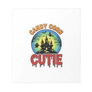 Candy Corn Cutie Vintage Halloween Castle Design_1 Notepad