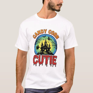Candy Corn Cutie Vintage Halloween Castle Design_1 T-Shirt