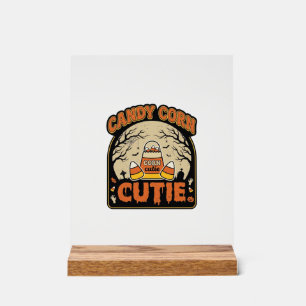 Candy Corn Cutie Vintage Halloween Vector Design_1 Acrylic Sign