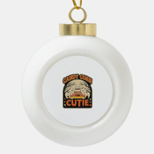 Candy Corn Cutie Vintage Halloween Vector Design_1 Ceramic Ball Christmas Ornament