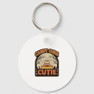 Candy Corn Cutie Vintage Halloween Vector Design_1 Keychain