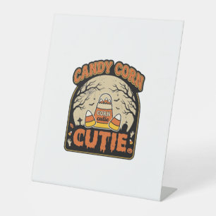 Candy Corn Cutie Vintage Halloween Vector Design_1 Pedestal Sign