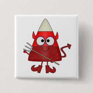 Candy Corn Devil Halloween 2 Inch Square Button