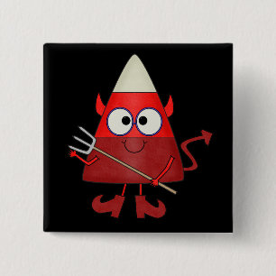 Candy Corn Devil Halloween 2 Inch Square Button