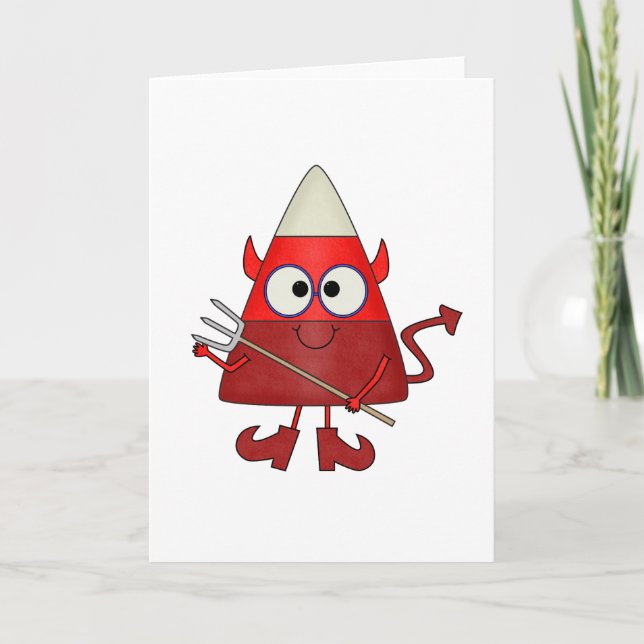 Candy Corn Devil Halloween Card (Front)