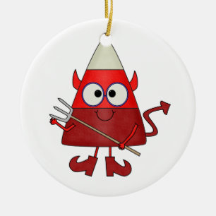 Candy Corn Devil Halloween Ceramic Ornament