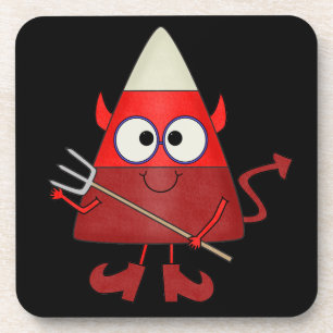 Candy Corn Devil Halloween Coaster