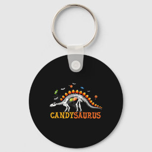 Candy Corn Dinosaur Skeleton Happy Halloween  Keychain
