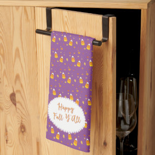 Candy Corn Fall Leaves Apron Happy Fall Yall Kitchen Towel