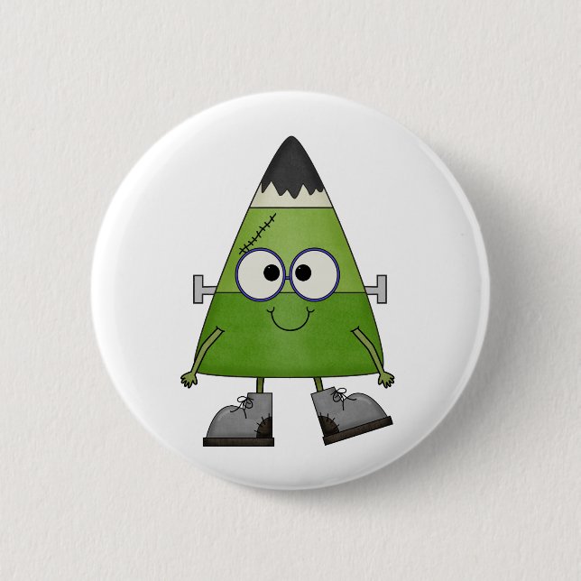 Candy Corn Frankenstein Halloween 2 Inch Round Button (Front)
