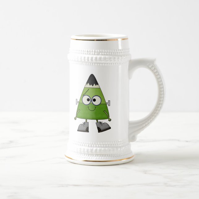 Candy Corn Frankenstein Halloween Beer Stein (Right)