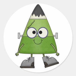 Candy Corn Frankenstein Halloween Classic Round Sticker