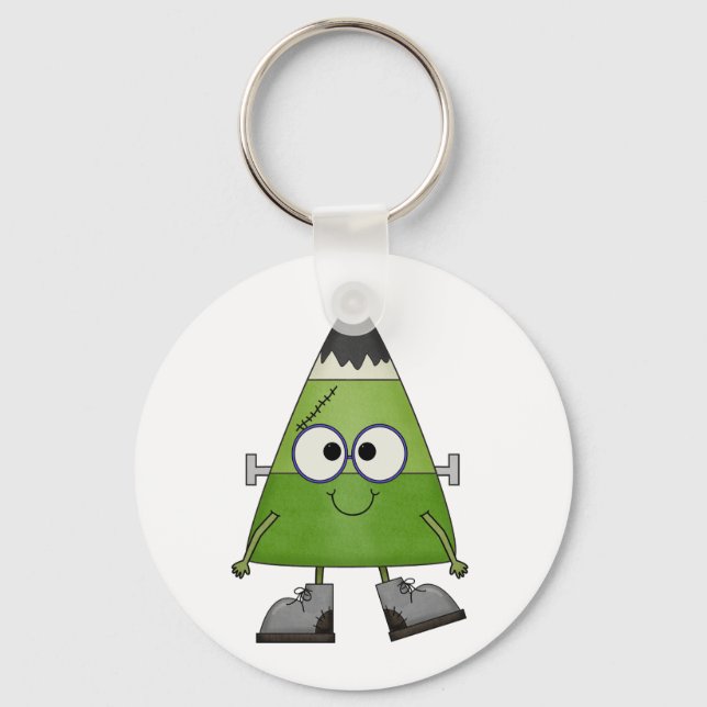 Candy Corn Frankenstein Halloween Keychain (Front)