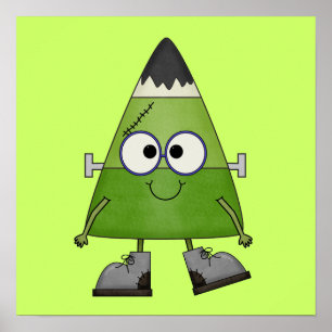 Candy Corn Frankenstein Halloween Poster