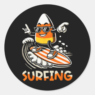 Candy Corn Funny Halloween Design Classic Round Sticker