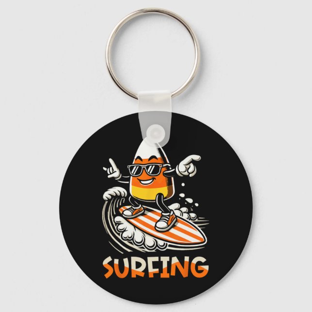 Candy Corn Funny Halloween Design  Keychain (Front)