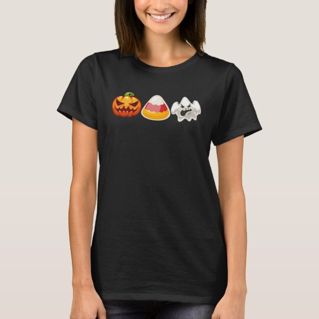 Candy Corn Ghost Pumpkin Fun Halloween Costume Kid T-Shirt (Front)