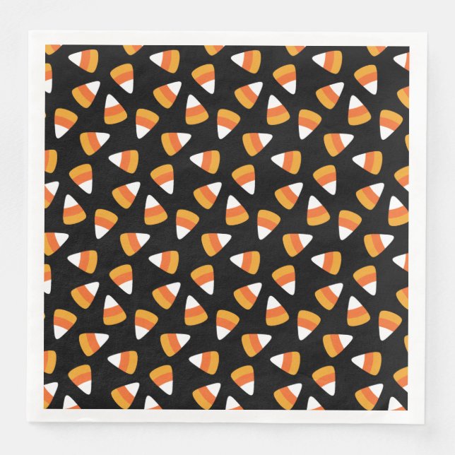 Candy Corn Halloween Black and Orange Napkin (Front)