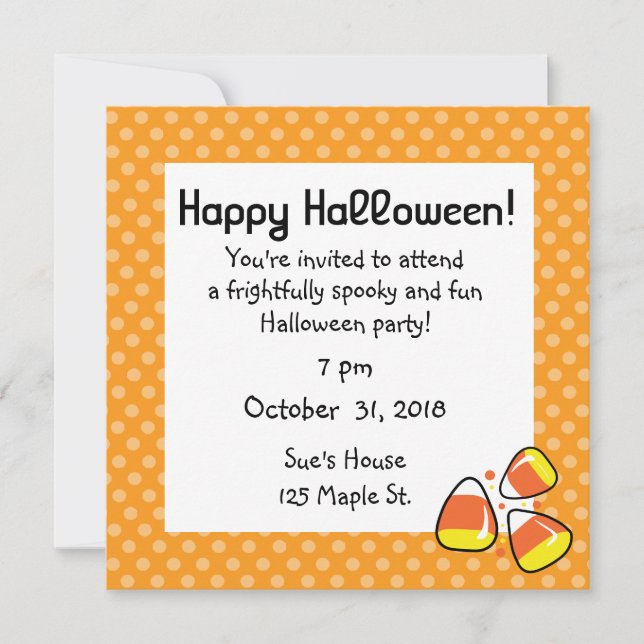 Candy Corn Halloween Party Invitations (Front)