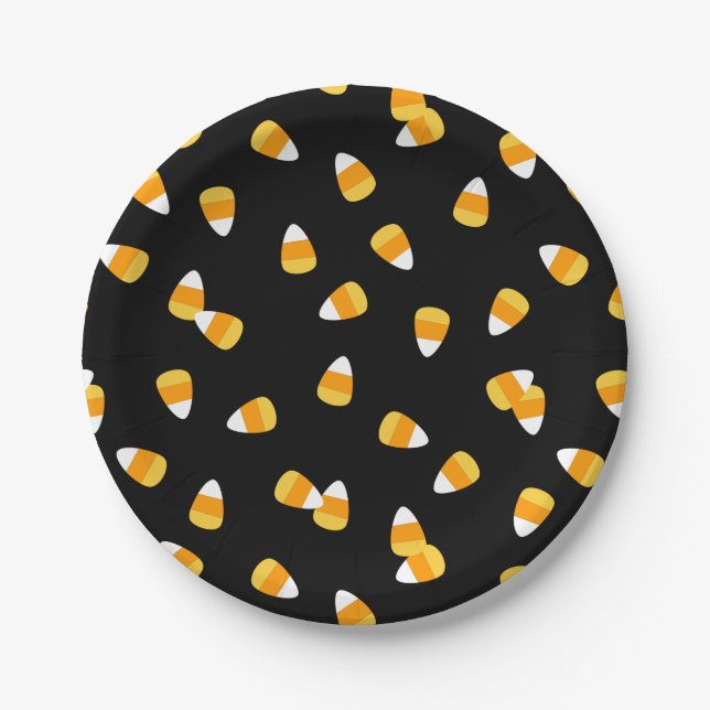 Candy Corn Halloween Party Paper Plate (Front)